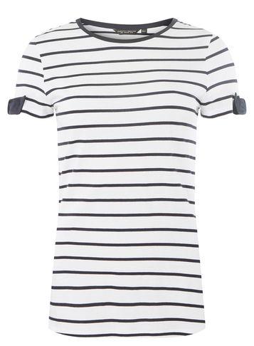 Dorothy Perkins Ivory Striped Bow Sleeve T-shirt