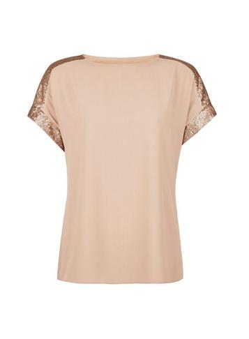 Dorothy Perkins Taupe Sequin Sleeve T-shirt