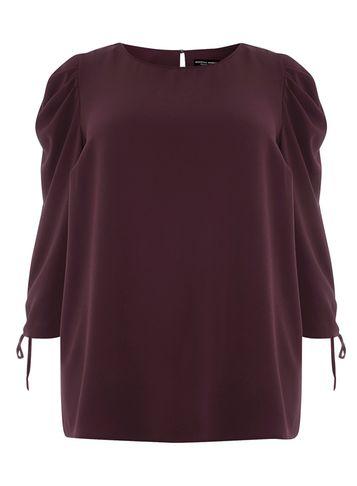 Dorothy Perkins Dp Curve Purple Draw Cord Puff Sleeve Top