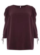 Dorothy Perkins Dp Curve Purple Draw Cord Puff Sleeve Top