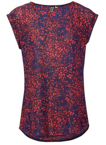 *izabel London Red Floral Print Turn-up Sleeve Top