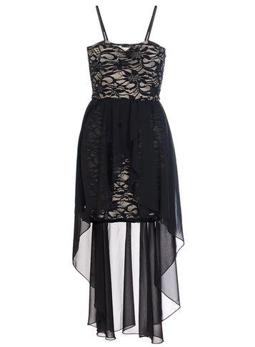 Dorothy Perkins *quiz Black Lace Dip Hem Dress