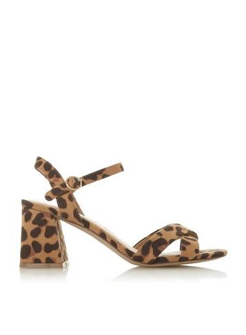 *head Over Heels By Dune Brown Moni Mid Heel Sandals