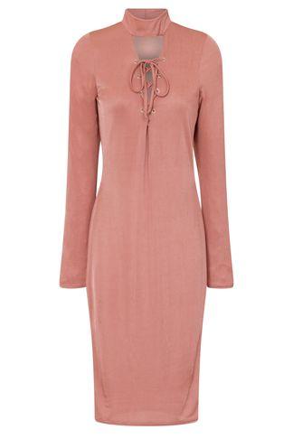 Dorothy Perkins *girls On Film Pink Lace Up Bodycon Dress
