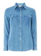 Dorothy Perkins Midwash Blue Pearl Button Shirt