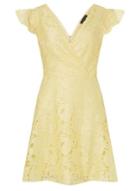 Dorothy Perkins Yellow Lace Ruffle Midi Skater Dress