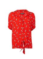 Dorothy Perkins *tall Red Crinkle Ditsy Print Shirt
