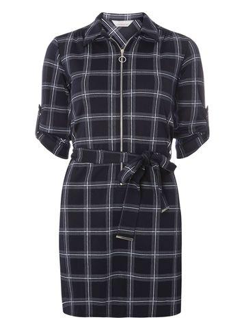 Dorothy Perkins Petite Navy Zip Shirt Dress
