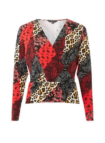 Dorothy Perkins Red Print Wrap Front Top