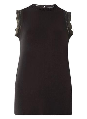 Dorothy Perkins Black Jersey Ladder Frill Top