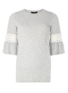 Dorothy Perkins Grey Marl Flutter Sleeve Top
