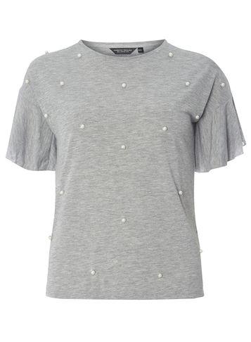 Dorothy Perkins Grey Pearl Embellished Top