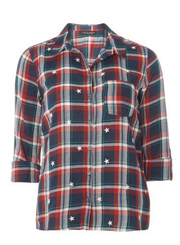Dorothy Perkins Star Embroidered Check Shirt