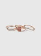 Dorothy Perkins 3 Pack Rose Gold Square Stone Stack Ring