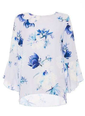 *quiz Pale Blue Floral Print Top