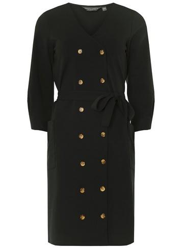 Dorothy Perkins *tall Black Horn Button Shift Dress