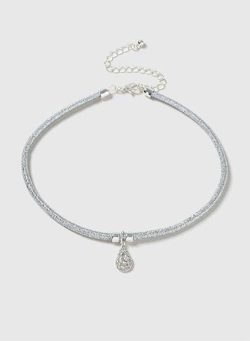 Dorothy Perkins Silver Charm Choker Necklace