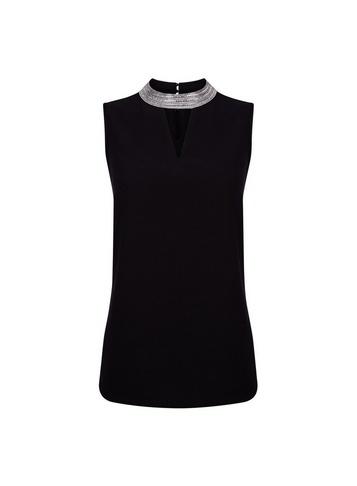 Dorothy Perkins Black Embellished Neck Top
