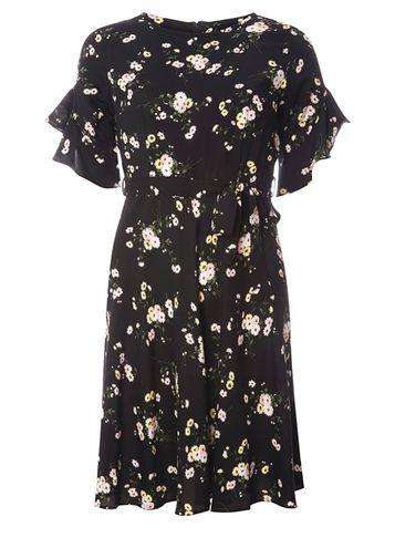 Dorothy Perkins Petite Black Ditsy Floral Tea Dress