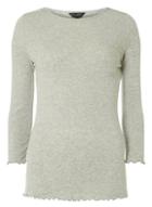 Dorothy Perkins Grey 3/4 Sleeve Lettuce Edge T-shirt