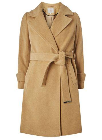 Dorothy Perkins Petite Camel Belted Wrap Coat