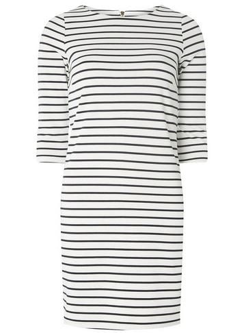 *vila Navy And White 3/4 Sleeve Zip Shift Dress