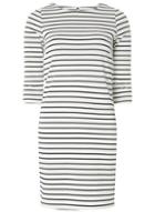 *vila Navy And White 3/4 Sleeve Zip Shift Dress