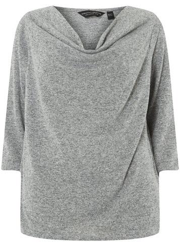 Dorothy Perkins *dp Curve Grey Cowl Neck Brushed Top