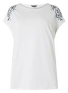 Dorothy Perkins Dp Curve White Embroidered T-shirt