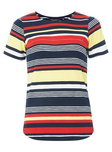 Dorothy Perkins Red Yellow Curve Hem Multi Stripe T-shirt
