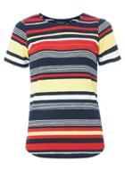 Dorothy Perkins Red Yellow Curve Hem Multi Stripe T-shirt