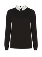 Dorothy Perkins *tall Black Embellished Collar Jumper