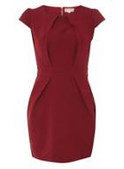 Dorothy Perkins *voulez Vous Wine Tie Back Pleat Dress