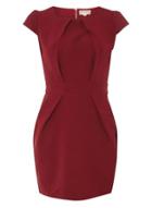 Dorothy Perkins *voulez Vous Wine Tie Back Pleat Dress