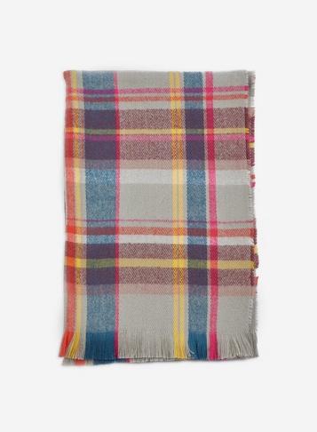 Dorothy Perkins Grey And Burgundy Check Scarf