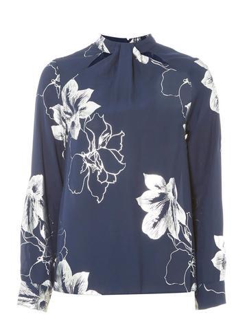 Dorothy Perkins Navy Foil Emily Print Long Sleeve Top