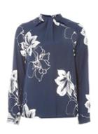 Dorothy Perkins Navy Foil Emily Print Long Sleeve Top