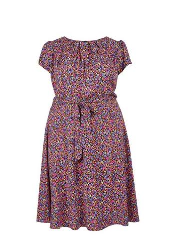 *billie & Blossom Curve Multi Coloured Midi Skater Dress