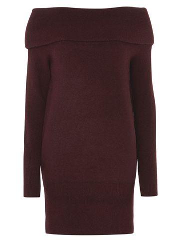 Dorothy Perkins Aubergine Longline Bardot Knitted Jumper