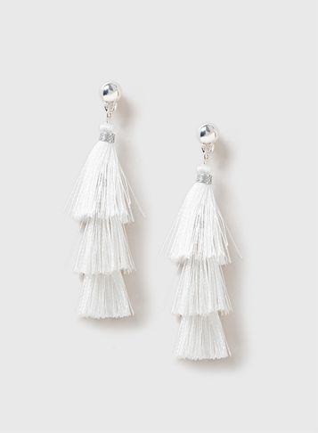 Dorothy Perkins White Tassel Earrings