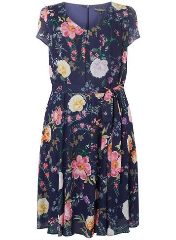 Dorothy Perkins *billie & Blossom Curve Navy Soft Belt Skater Dress