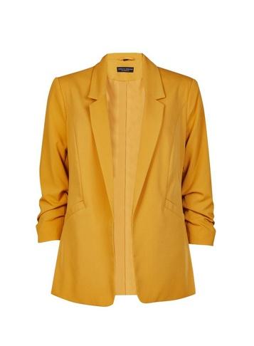 Dorothy Perkins Yellow Ruched Sleeve Jacket