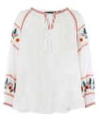 Dorothy Perkins Dp Curve Ivory Embroidered Boho Tassel Top