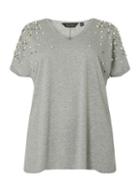 Dorothy Perkins Dp Curve Grey Metal Ball Jersey T-shirt