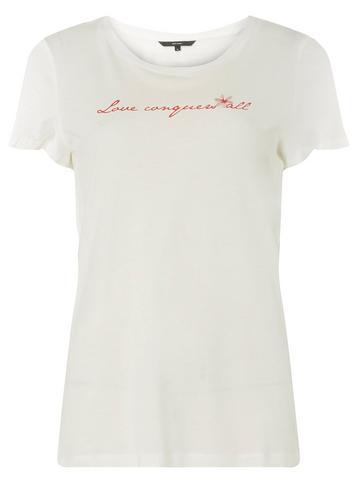 Dorothy Perkins *vero Moda White 'love Conquers All' Slogan T-shirt