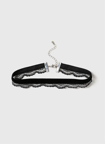 Dorothy Perkins Velvet And Lace Choker Necklace