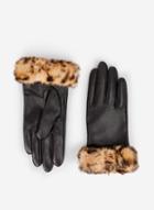 Dorothy Perkins Black Leopard Faux Fur Trim Leather Gloves