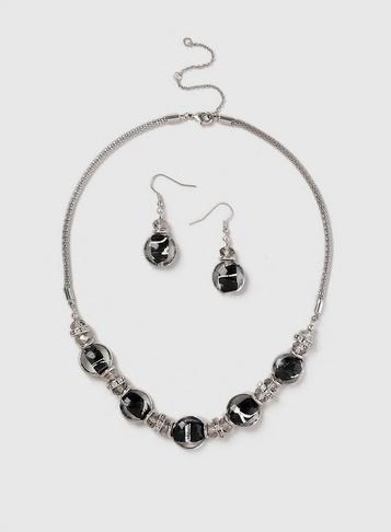Dorothy Perkins Silver Murano Glass Bead Jewellery Set