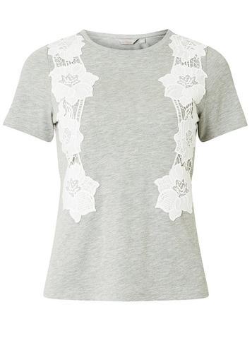 Dorothy Perkins Petite Grey Lace Trim T-shirt