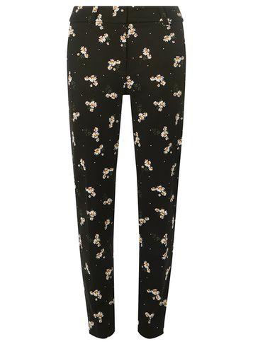 Dorothy Perkins *tall Black Daisy And Polka Dot Print Trousers